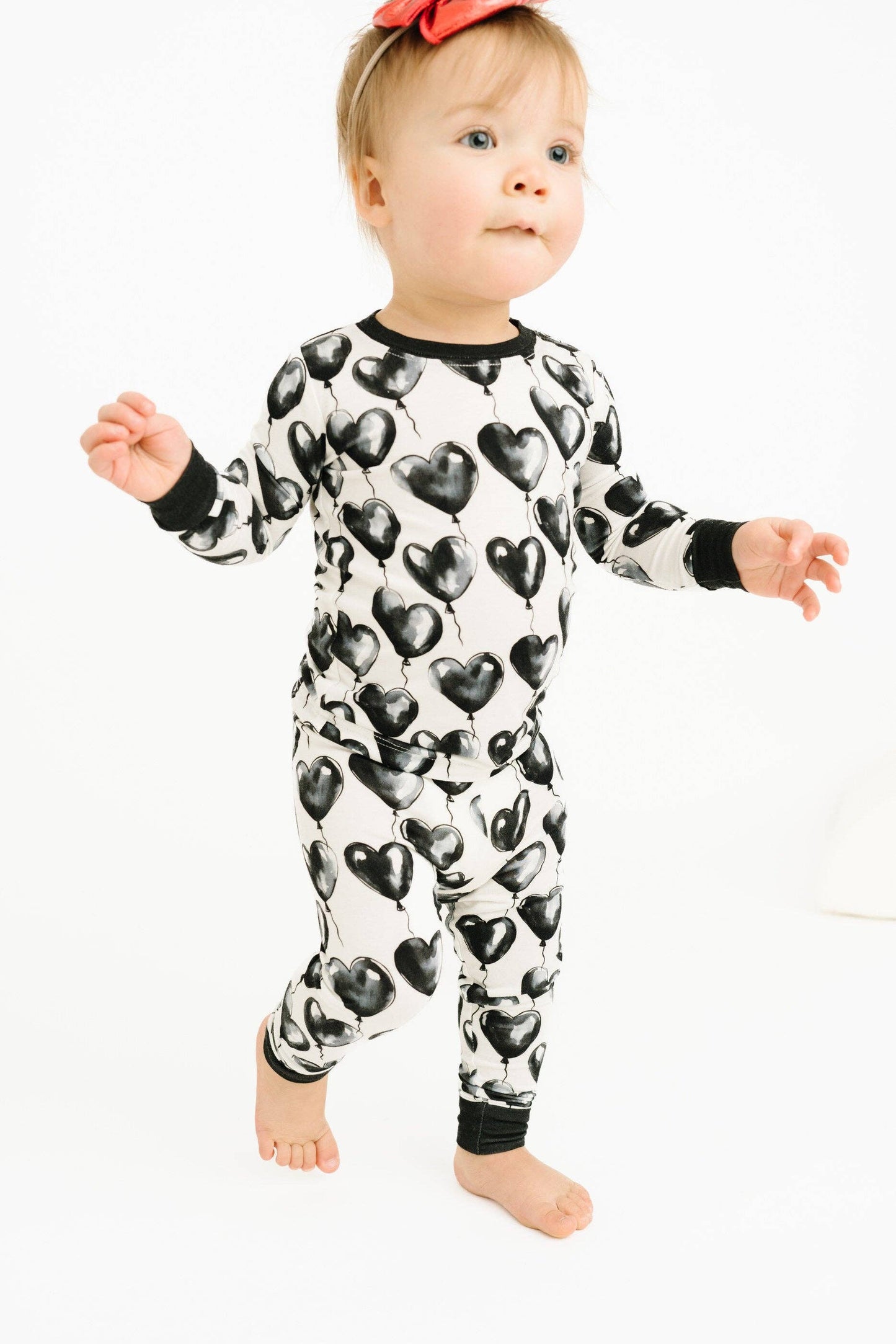 Black Heart Balloons Bamboo Jammies