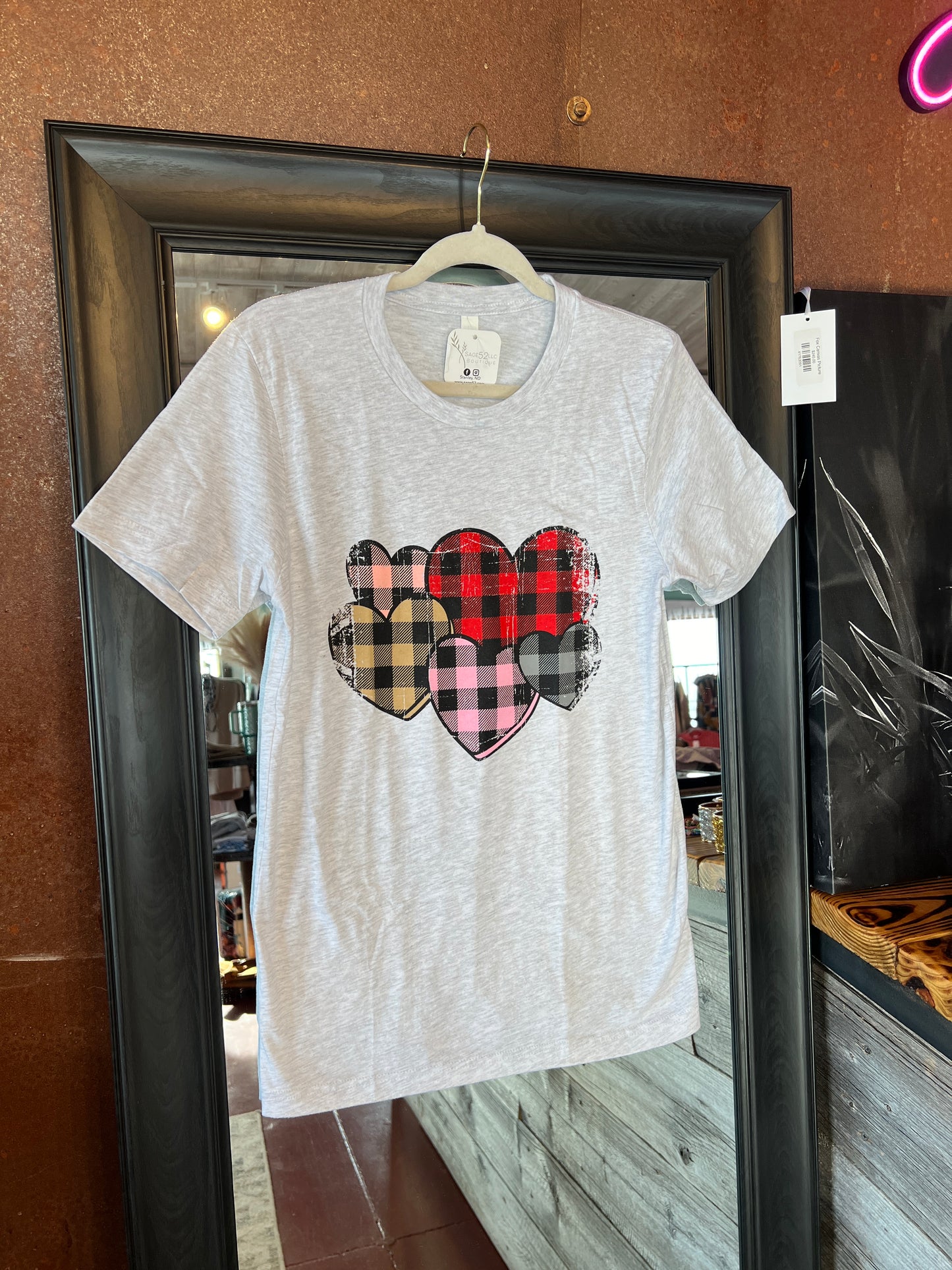 Buffalo Plaid Hearts Tee