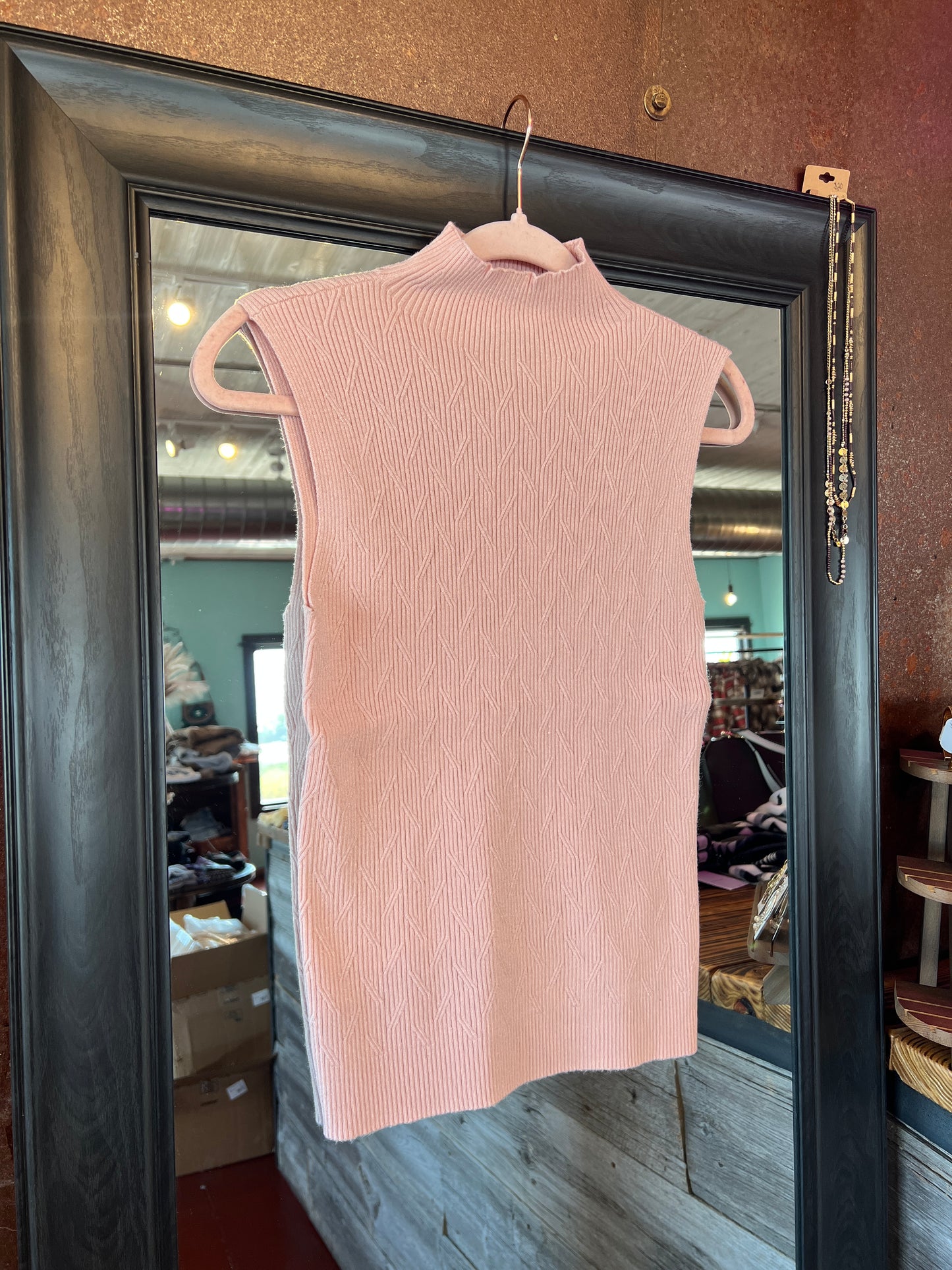 Sleeveless Mock Neck Top - Rosepink