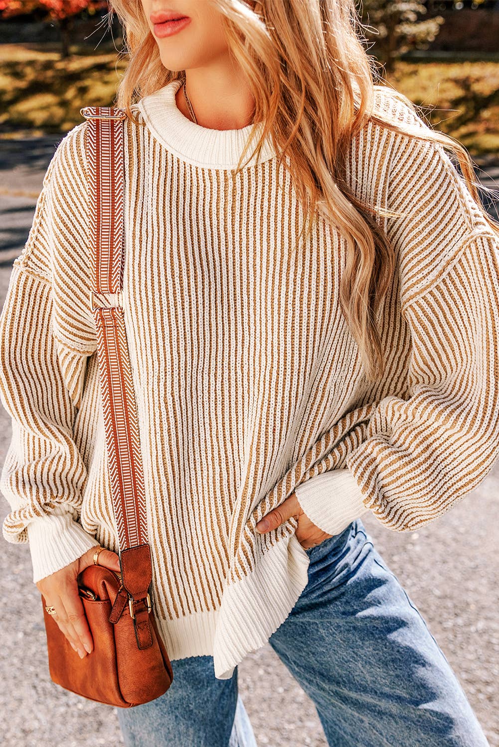 Striped Contrast Loose Sweater