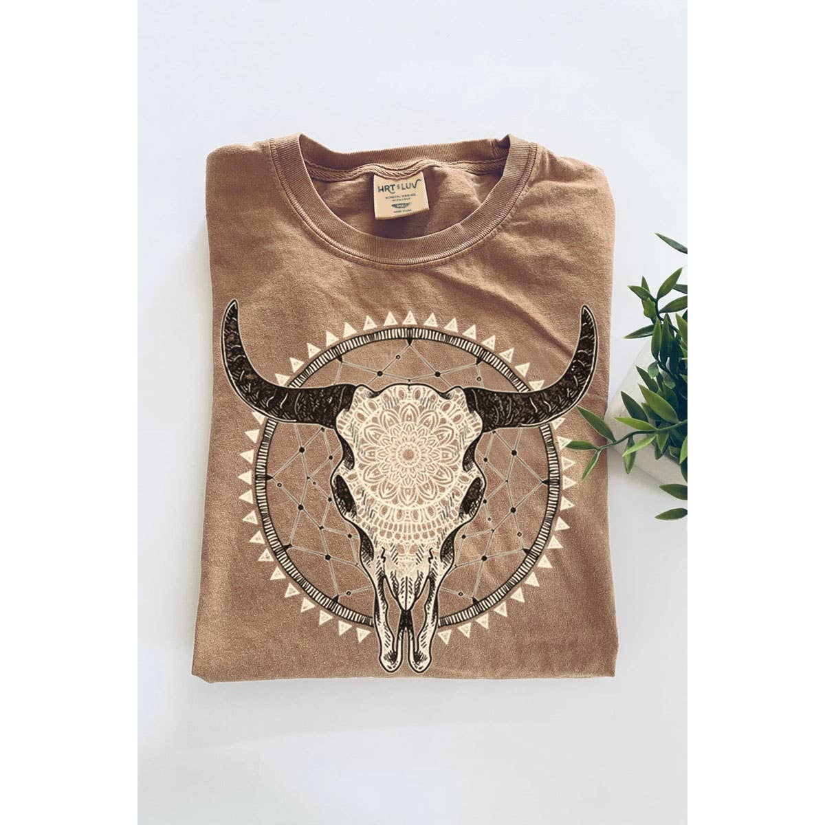 AZTEC COW HEAD SKULL MINERAL GRAPHIC TEE