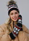 Black, White & Rust Patterned Pom Hat