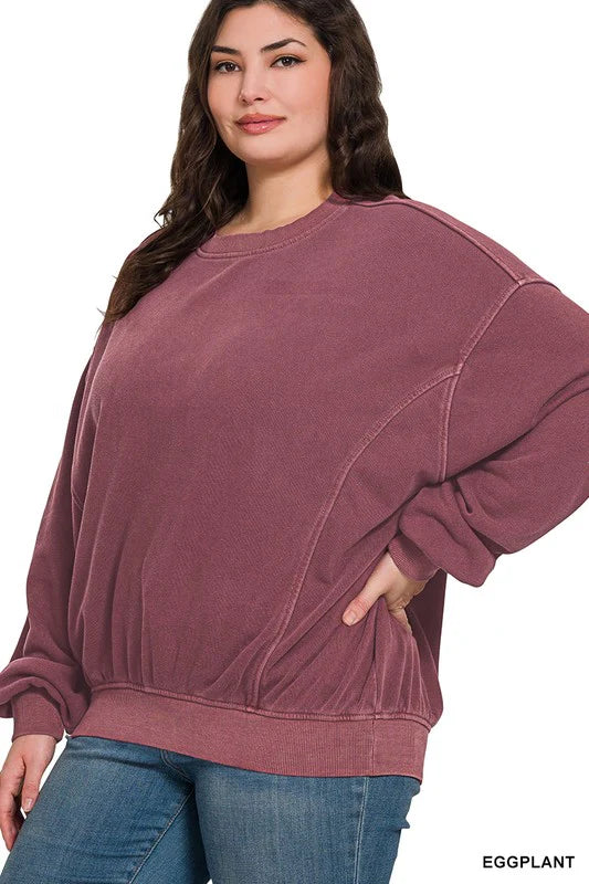 Fleece Pigment Dye Pullover