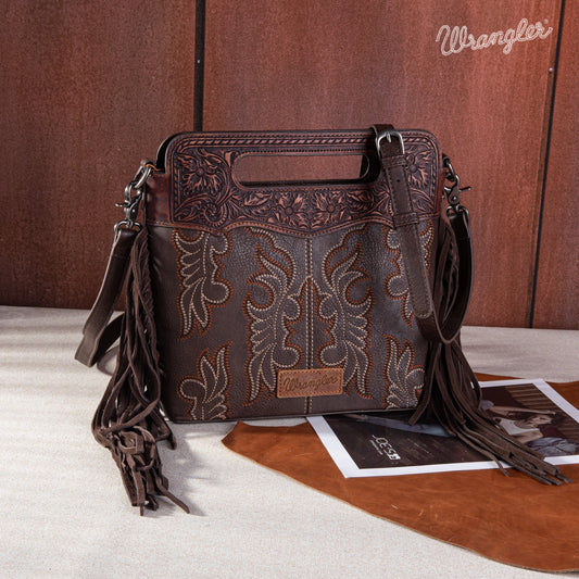 Wrangler Top Handle Embroidered Fringe Bag